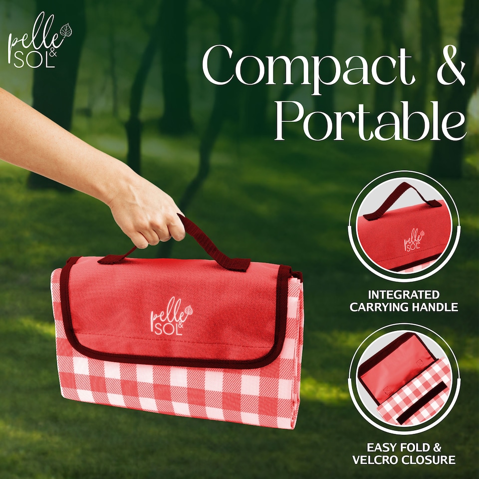 image 1 of Pelle & Sol Red Picnic Blanket Waterproof 200x140cm