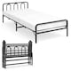 image 1 of COSTWAY Foldable Bed Frame Portable Folding Bed with Headboard   Footboard Black