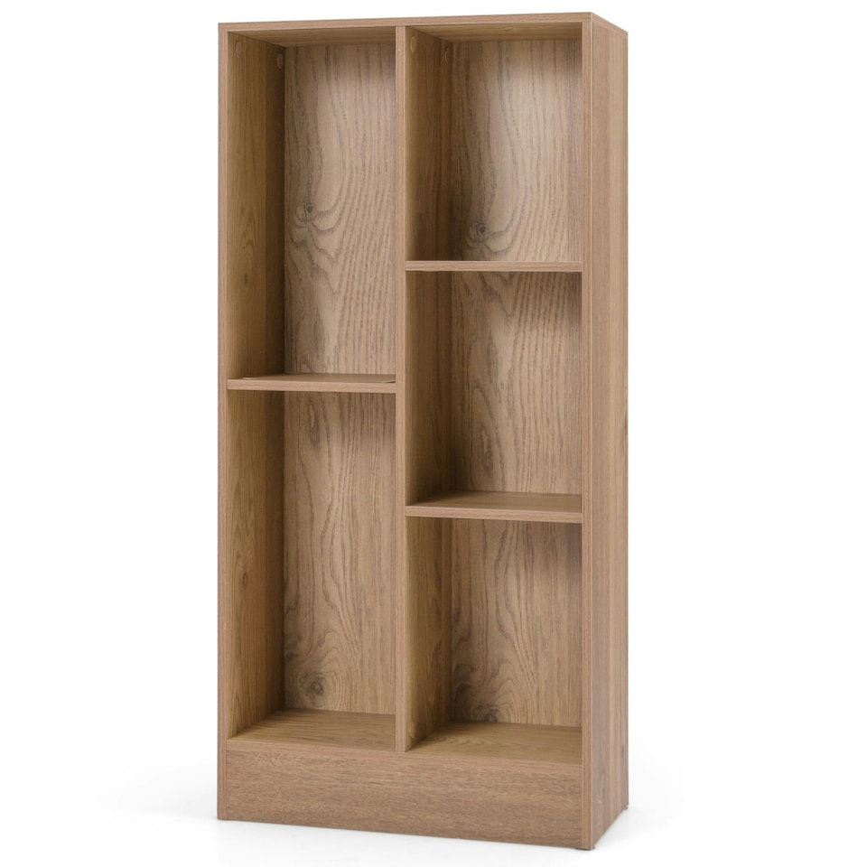 image 1 of COSTWAY 5-Cube Bookcase Wooden Storage Organizer White Yellow