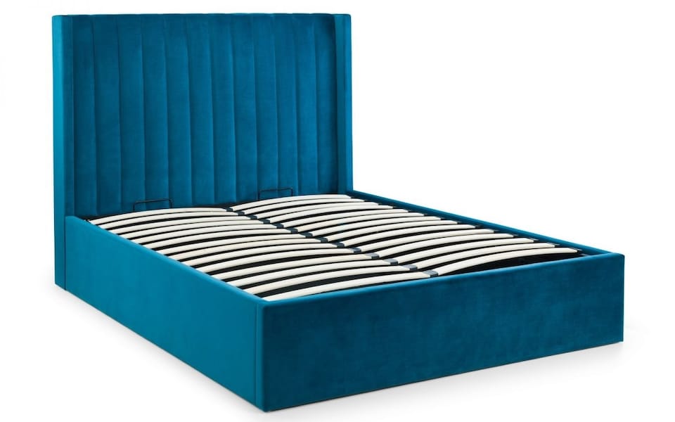 image 1 of Premium - Teal Scalloped Velvet Ottoman Bed - Double 4ft 6" (135cm)