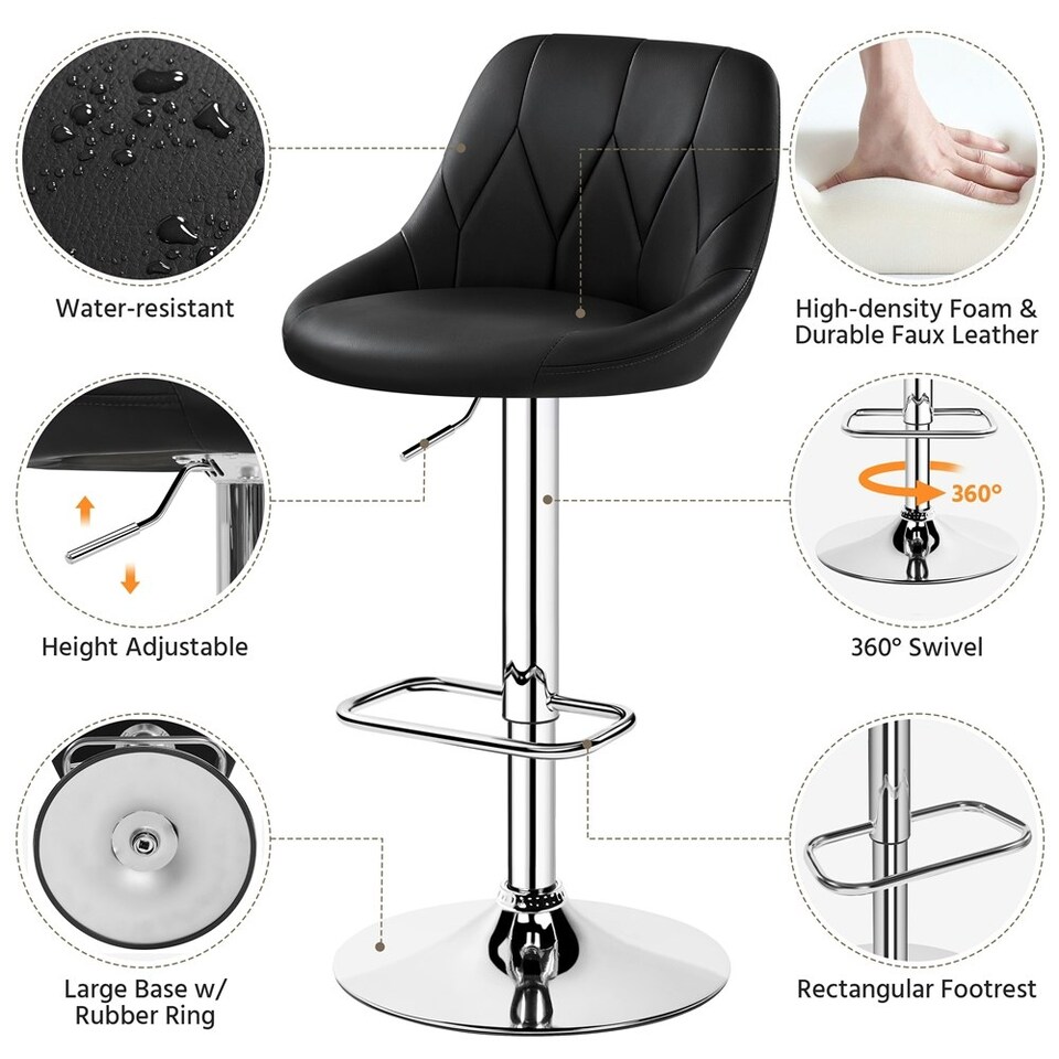 image 1 of Yaheetech  Set of 2 Faux Leather Swivel Bar Stools
