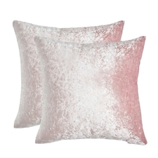 OHS 2 x Luxury Plain Crushed Velvet Cushion Covers, 45x45cm - Blush Pink