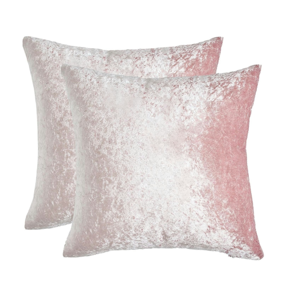 image 1 of OHS 2 x Luxury Plain Crushed Velvet Cushion Covers, 45x45cm - Blush Pink