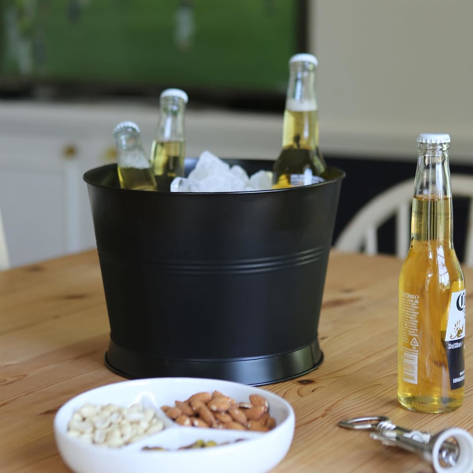 image 1 of Rink Drink Handmade Galvanized Iron Ice Bucket - 26.5cm - Black