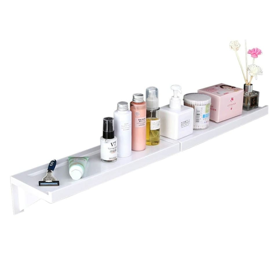 image 1 of Living and Home Self-Adhesive Waterproof Shower Shelf Rack for Bathroom, White