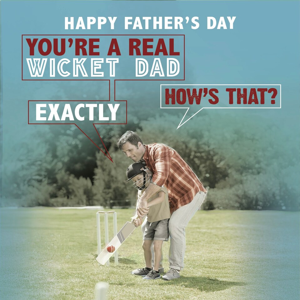 image 1 of You're A Real Wicket Dad - Funny Father's Day Cricket Card