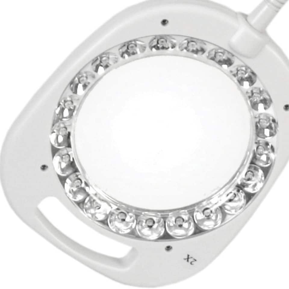 image 1 of PURElite Magnifying LED 3in1 Lamp - Table, Floor & Clip-on Light, Dimmable, Flexible for Needlework, Sewing, Crafting & Reading | White