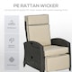 image 4 of Outsunny Garden Recliner w/ Cushion, Reclining Rattan Chair, Khaki/Brown