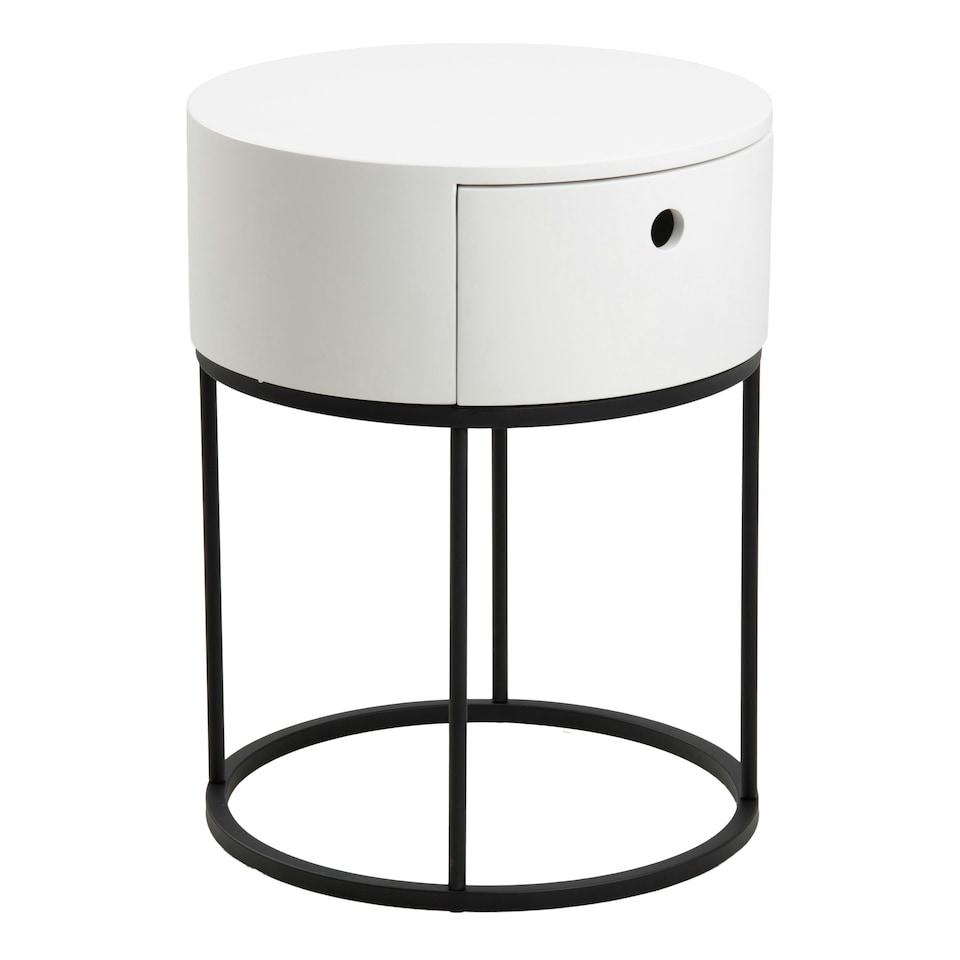 image 1 of Polo Round Bedside Table in White and Black