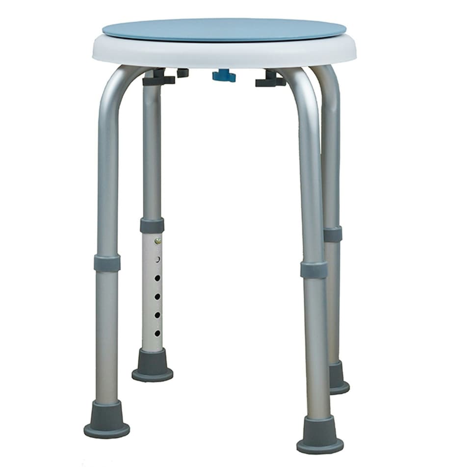 image 1 of Rotating Round Bathroom Shower Stool Swivel Chair Adjustable Non Slip Bath Seat