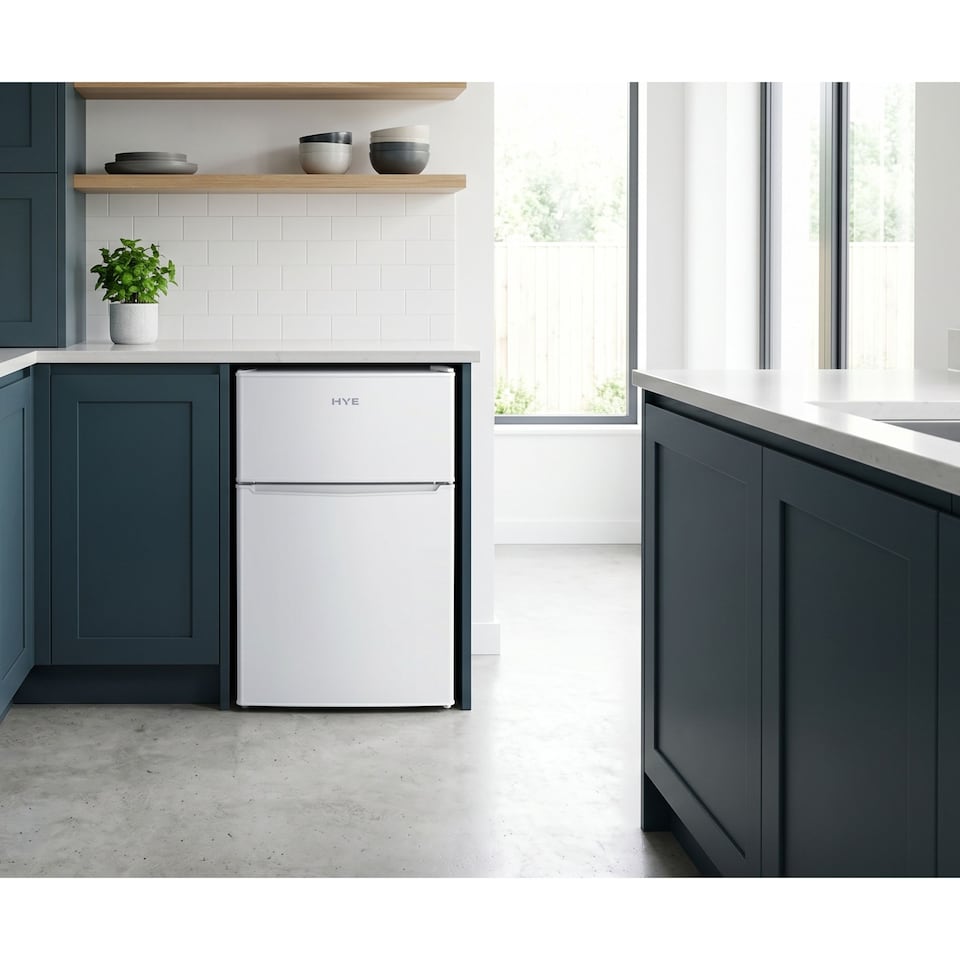 image 1 of HYE 86L Under Counter Fridge Freezer, Freestanding, 49cm, White - RF01UCFF85W13