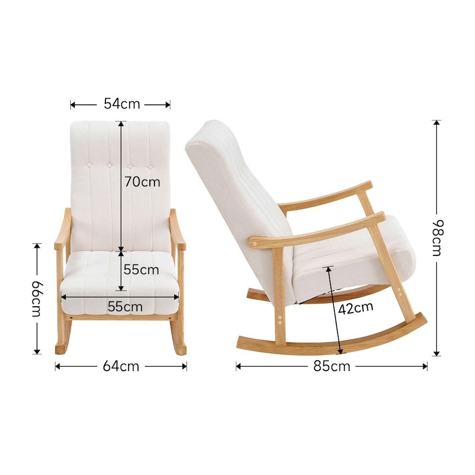 image 1 of Living and Home Velvet Upholstered Tufting Rocking Chair White