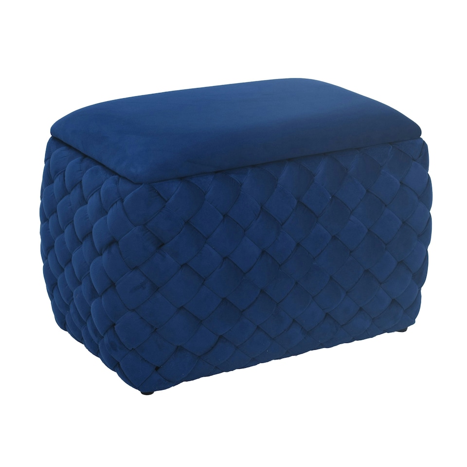 image 1 of Plumeo Velvet Storage Ottoman - Dark Blue