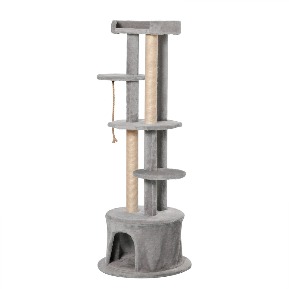 image 1 of PawHut Multi-level Cat Tree Tower with Condo Scratching Post, 150cm, Grey