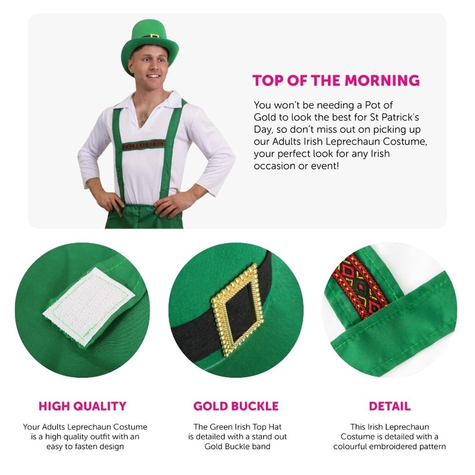 image 1 of Irish Leprechaun Costume Green | M