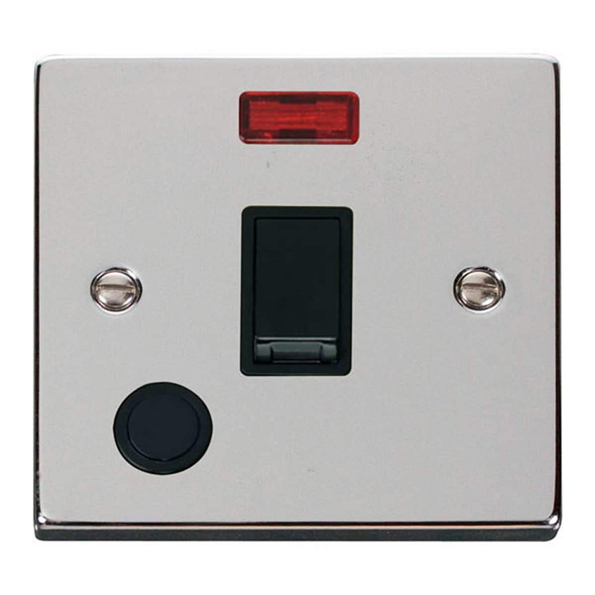 SE HOME Polished Chrome 1 Gang 20A DP Switch With Flex With Neon Chrome Polished Chrome