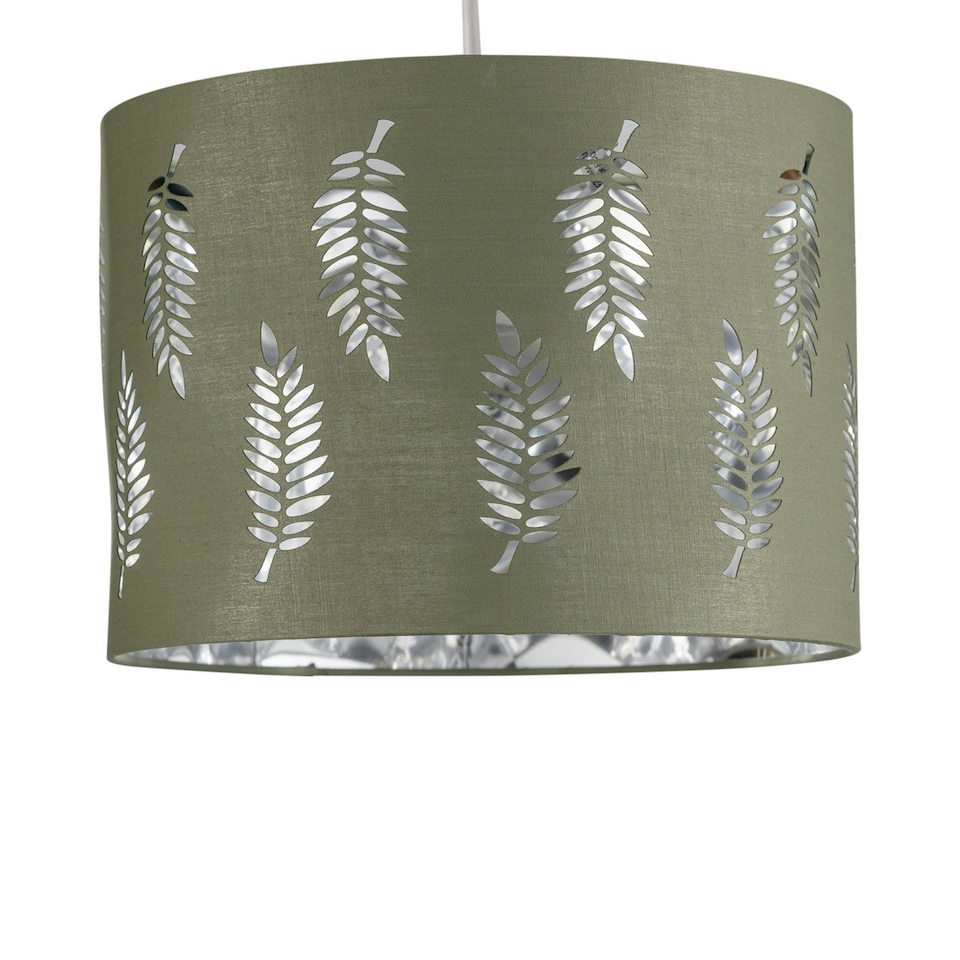 image 1 of Fern - Sage Green Cut Out 25cm Pendant Lightshade Green | Silver