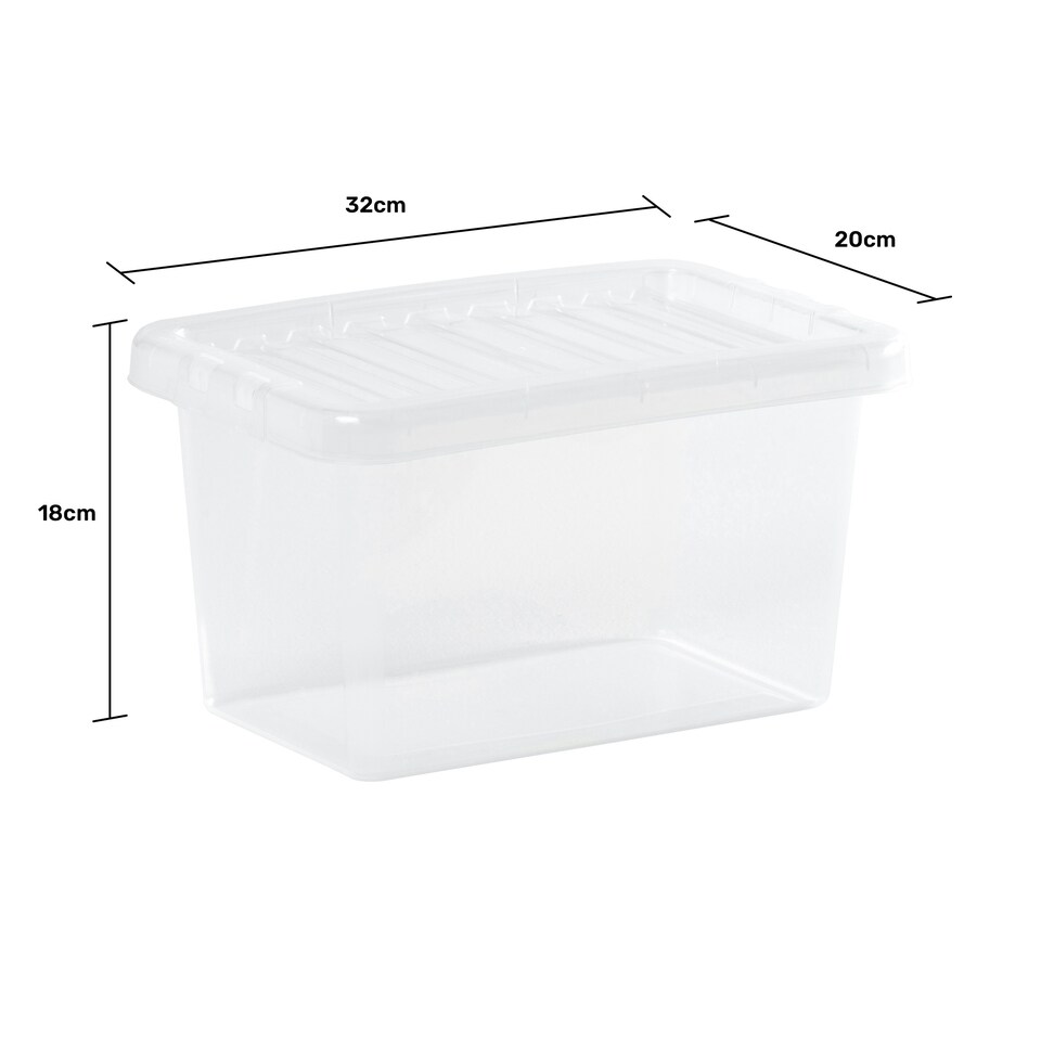 image 1 of Wham Crystal 5 x 7L Stackable Plastic Storage Boxes with Lids Clear Clear