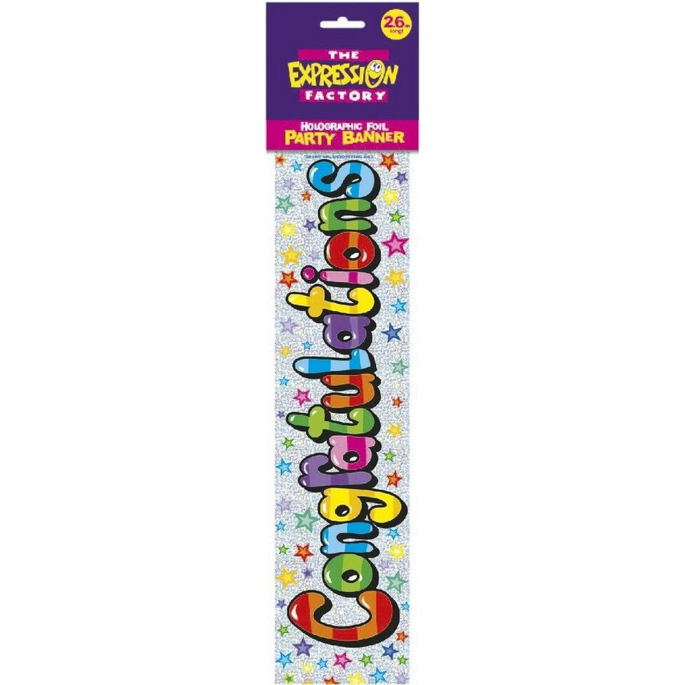image 1 of Expression Factory Stars Congratulations Banner - White/Multicoloured - One Size