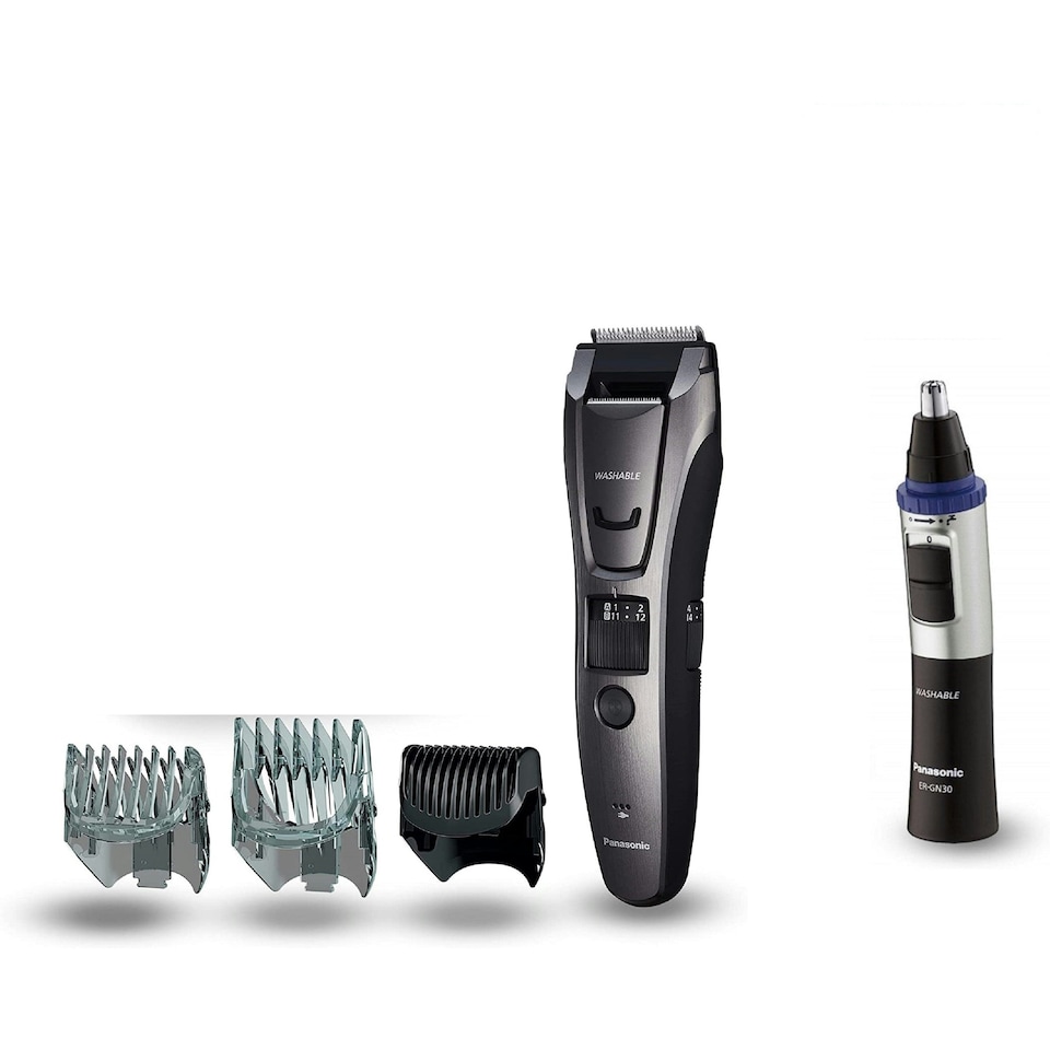 image 1 of Panasonic ER-GB80 + ER-GN30 Black Beard, Body & Facial Hair Trimmer Set