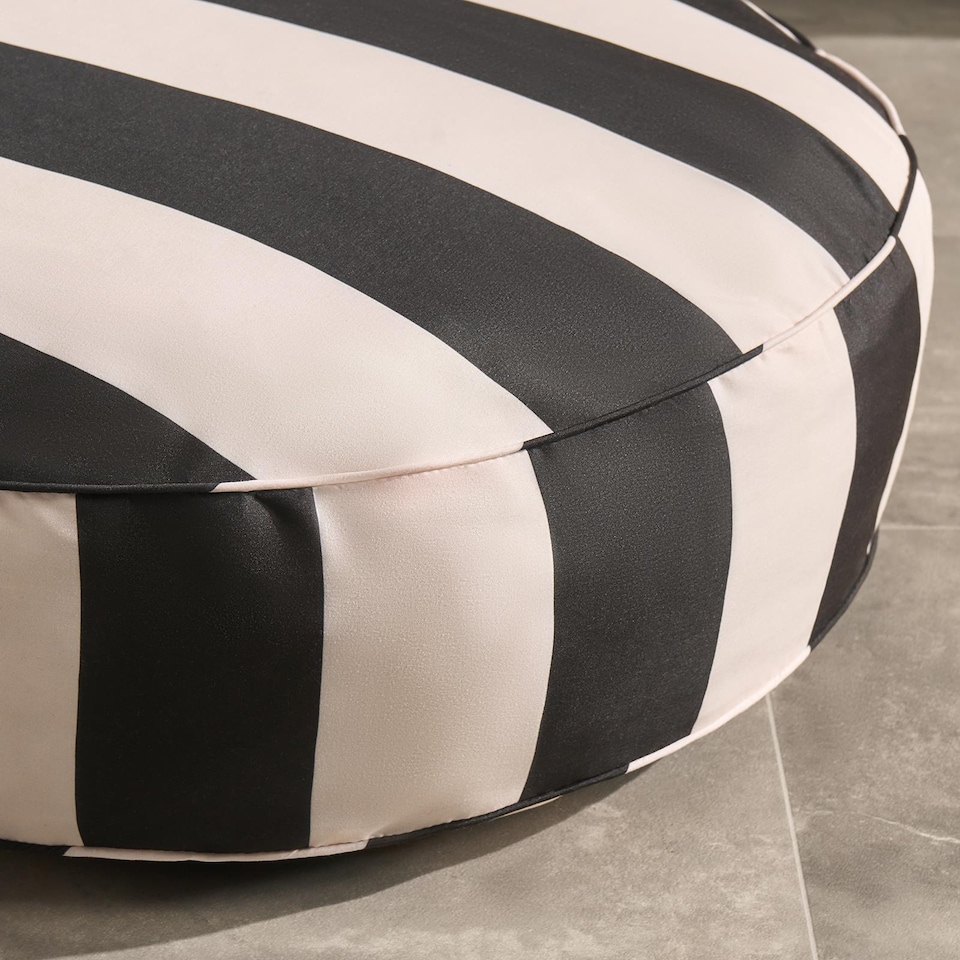 image 1 of OHS Stripe Round Outdoor Garden Cushion Water Resistant | Multi | Black/Cream