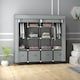 image 2 of HOMCOM Fabric Wardrobe w/ 12 Shelves 2 Hanging Rails Foldable Closets Grey