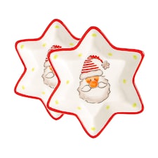 Nicola Spring Father Christmas Star Serving Plates - 18cm - White | White | White