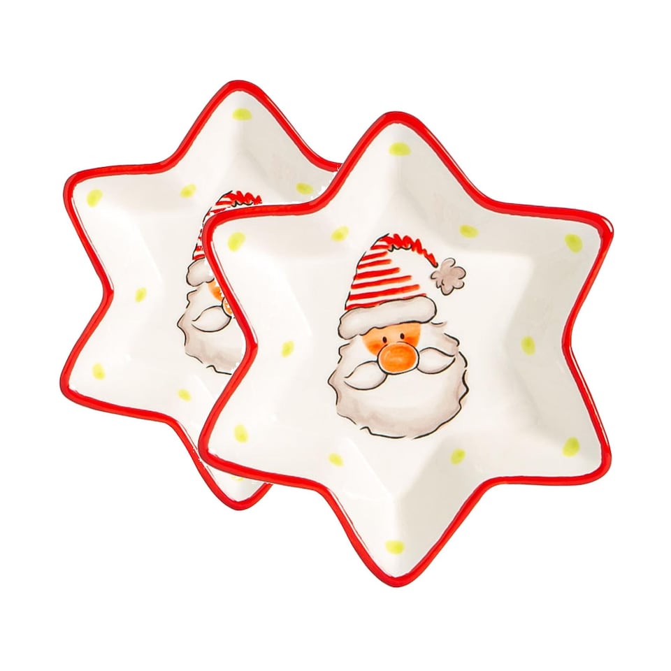 image 1 of Nicola Spring Father Christmas Star Serving Plates - 18cm - White | White | White