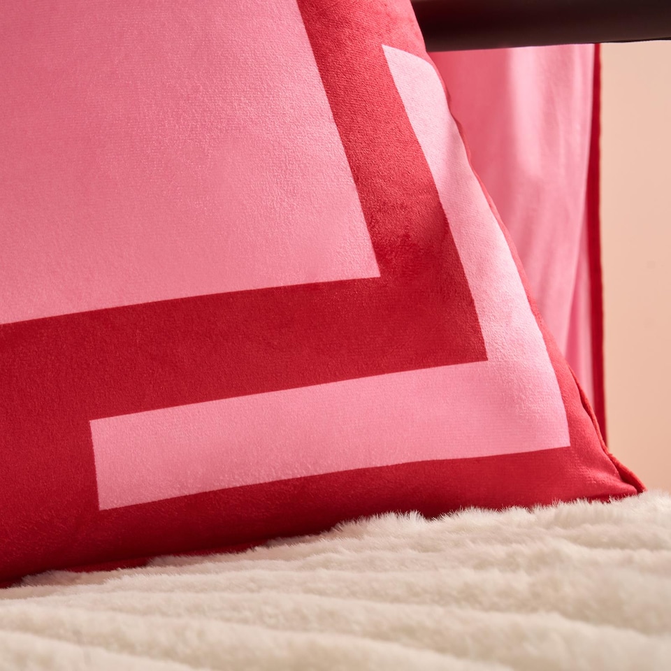 image 1 of OHS 2 x Square Print Matte Velvet Decorative Cushion Covers | Pink | Hot Pink