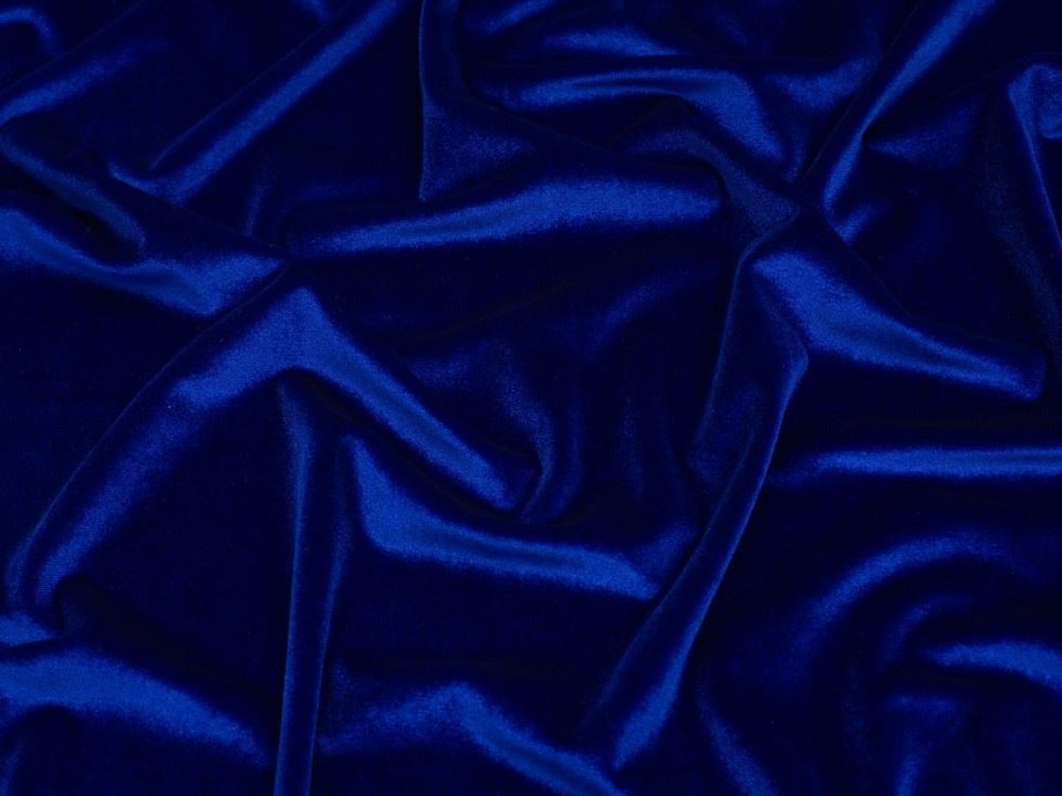 Minerva Core Range Blue Panne Velvet Stretch Knit Fabric for ...