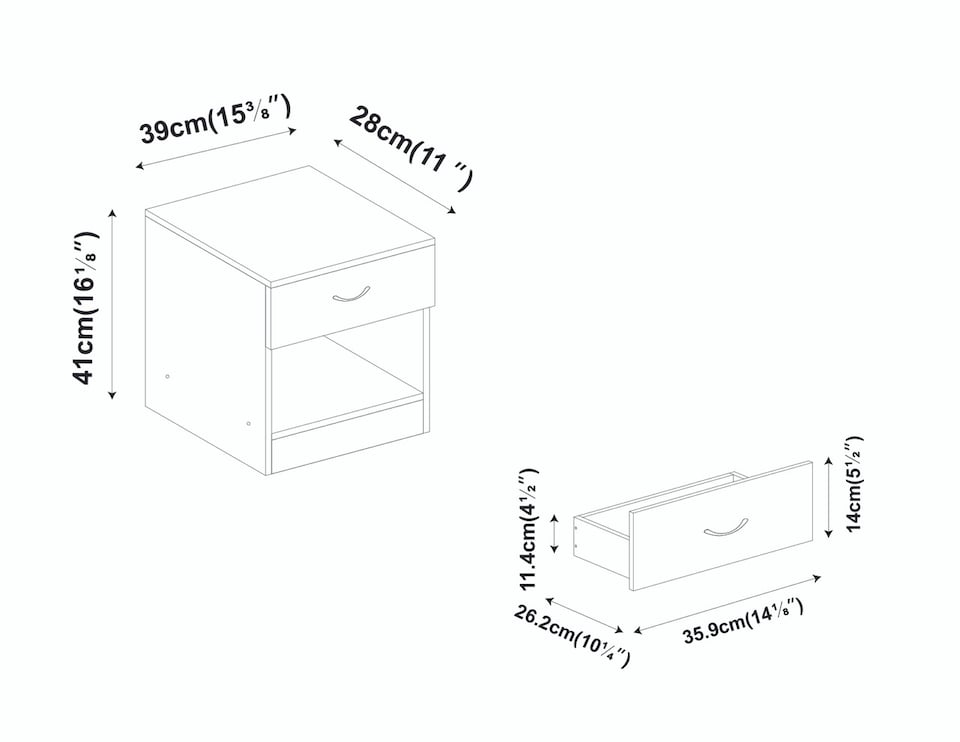 image 1 of 1-Drawer Wooden Bedside Cabinet | Grey | Colour: Dark Grey | 1