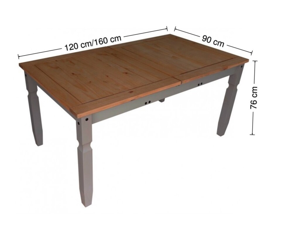 image 1 of Mercers Furniture Corona Grey Wax Small Extending Dining Table Solid Wood Pine Wooden Kitchen with Mexican Styling