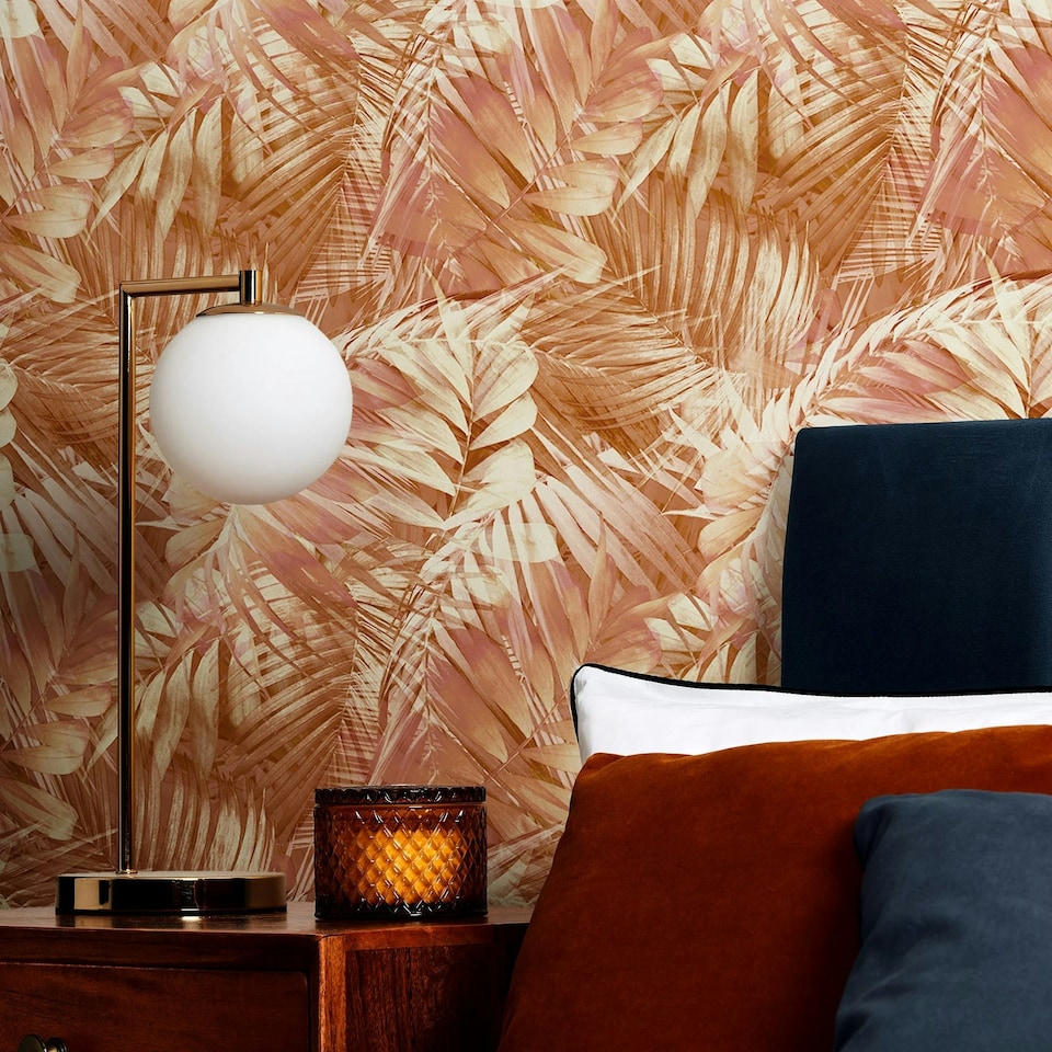 image 1 of Belize Tropical Wallpaper in Terracotta Multi