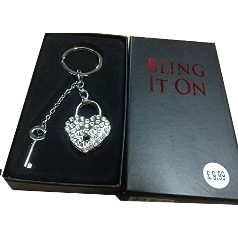 image 1 of Crystals Key & Lock Keychain made with Crystals