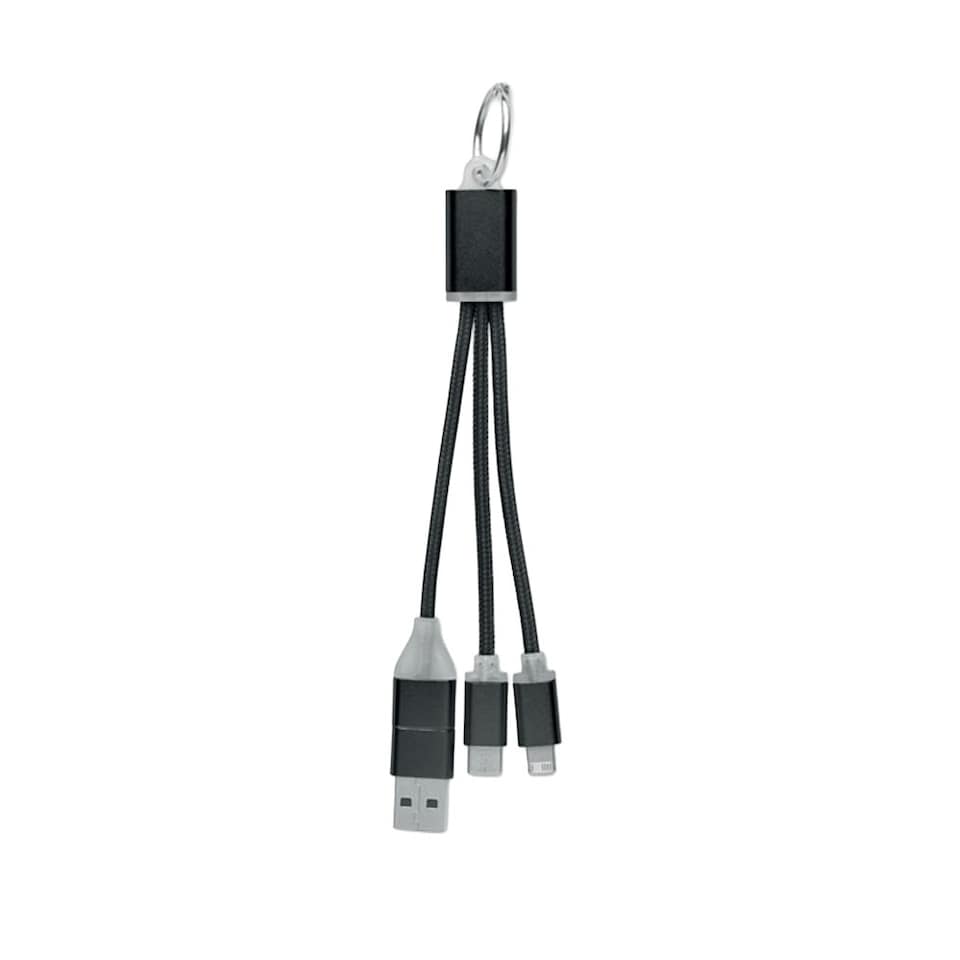 image 1 of MidOcean 4 in 1 Keyring Charging Cable - Black - One Size