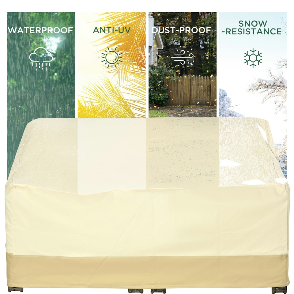 image 1 of Outsunny Furniture Rain Cover 3 Seater Garden Rattan Chair Bench Waterproof White
