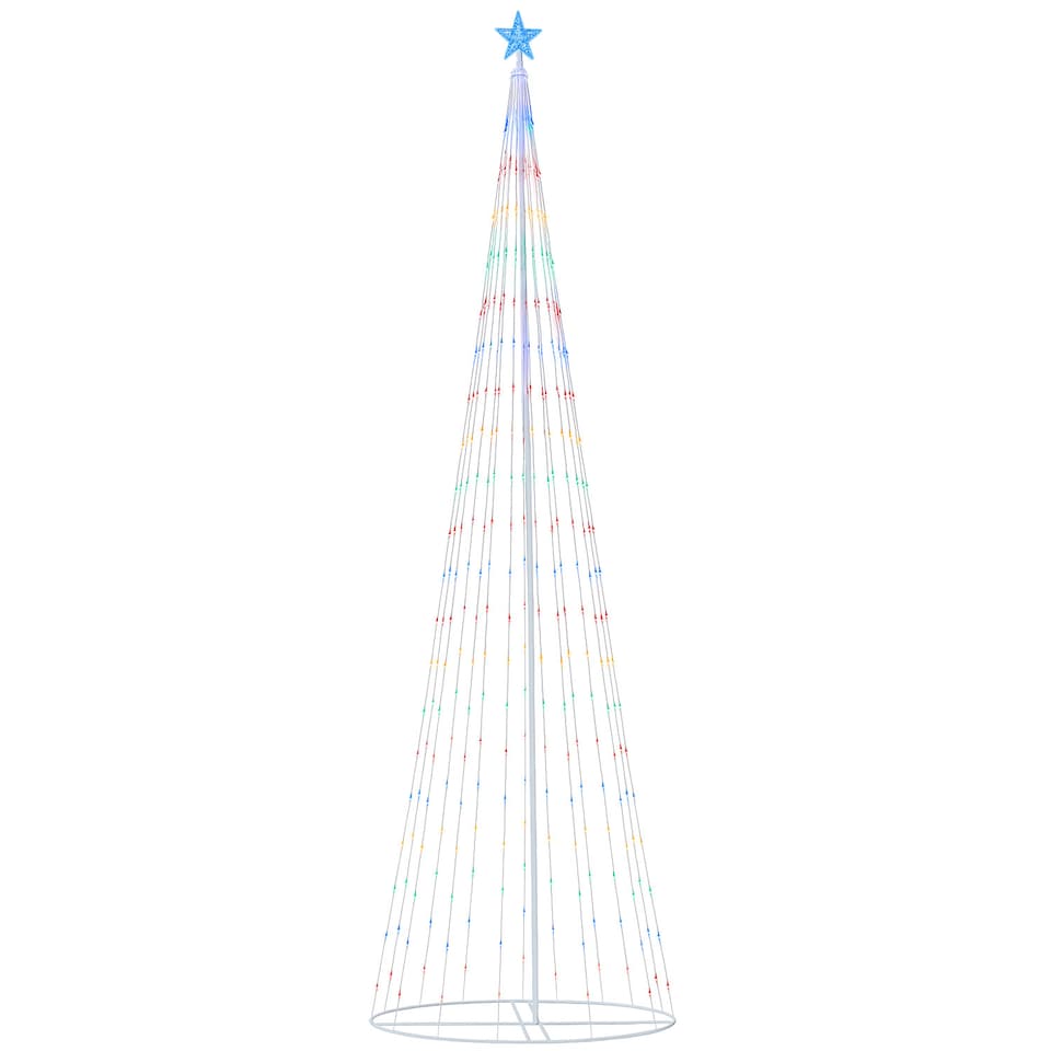 image 1 of Neo White Waterfall LED Outdoor Christmas Tree Light Cascading Star Tree with 5m Lead Multi Function Modes Garden & Patio 4ft 6ft 8ft 10ft Foot Feet | White | Multi White