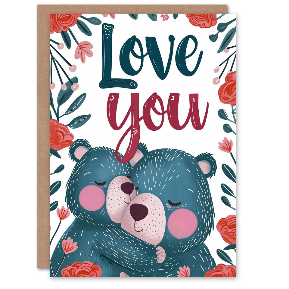 image 1 of Mothers Day Card Roses Cub Love You Big Hug Bear Mum Card