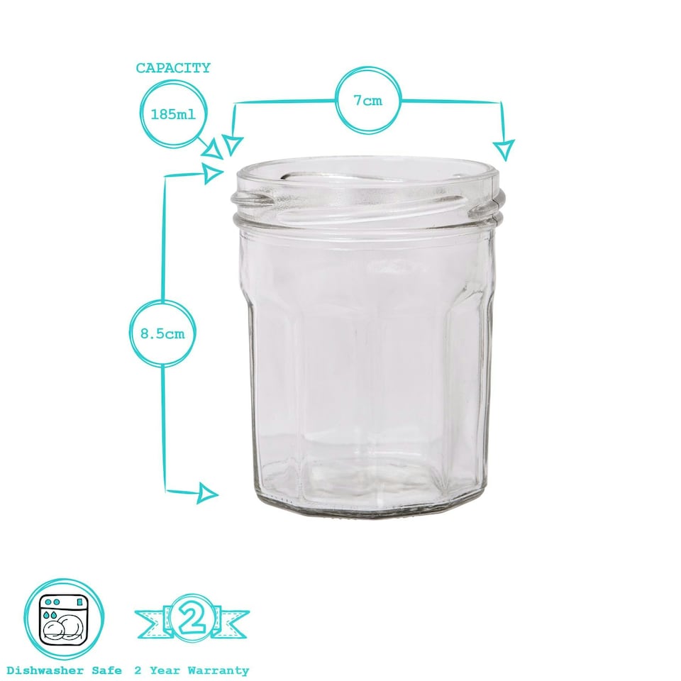 image 1 of Argon Tableware Glass Jam Jars - 150ml - Pack of 6 - Lids Not Included