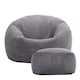 image 4 of Kingston Cord Adults Bean Bag Chair and Pouffe, Ready Filled Beanbag and Footstool Charcoal Grey | Grey | Charcoal Grey | 2