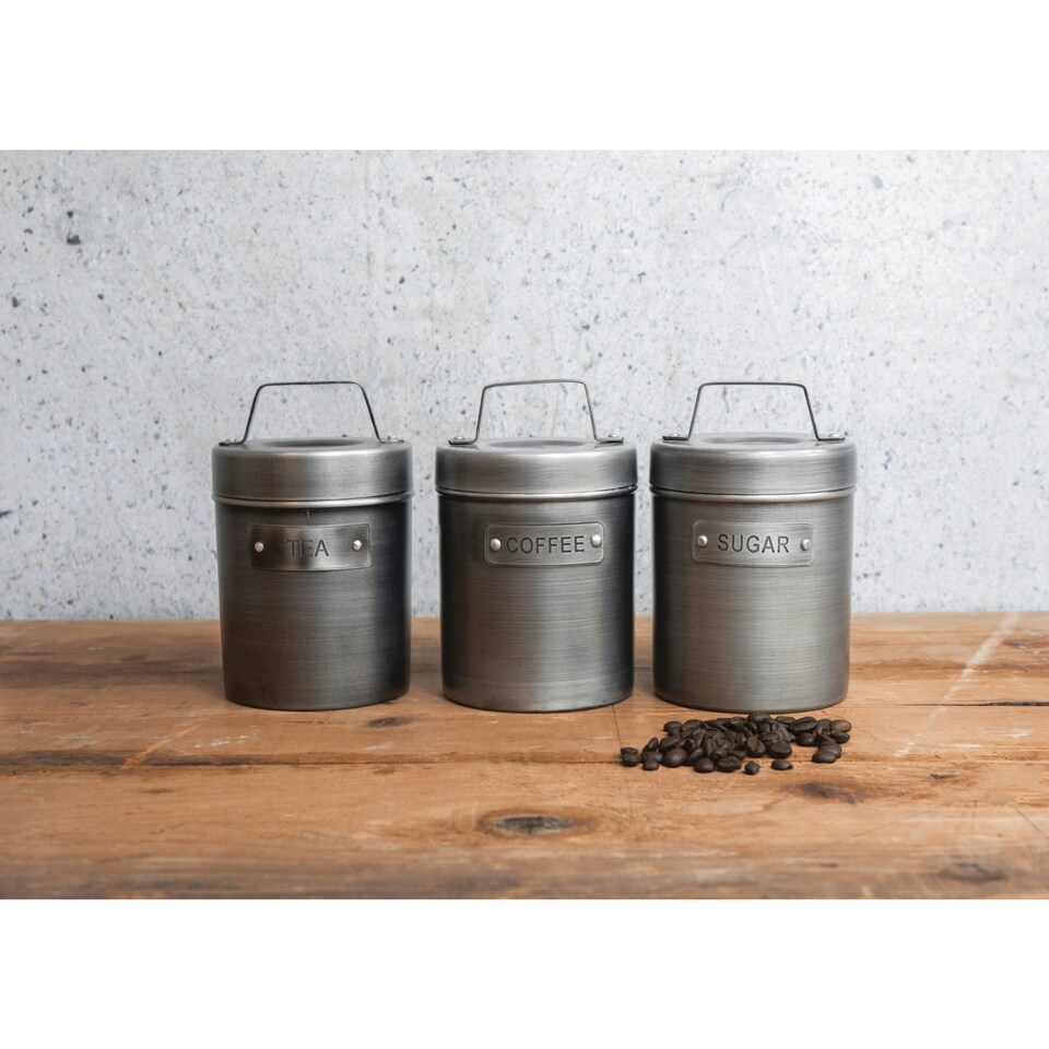 image 1 of KitchenCraft Tea Coffee Sugar Canister Set Gift Boxed