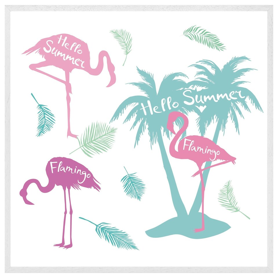 image 1 of Palm & flamingo (Picture Frame) White | L