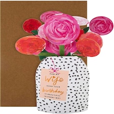 Vase of Flowers Design 3D Birthday Card for Wife