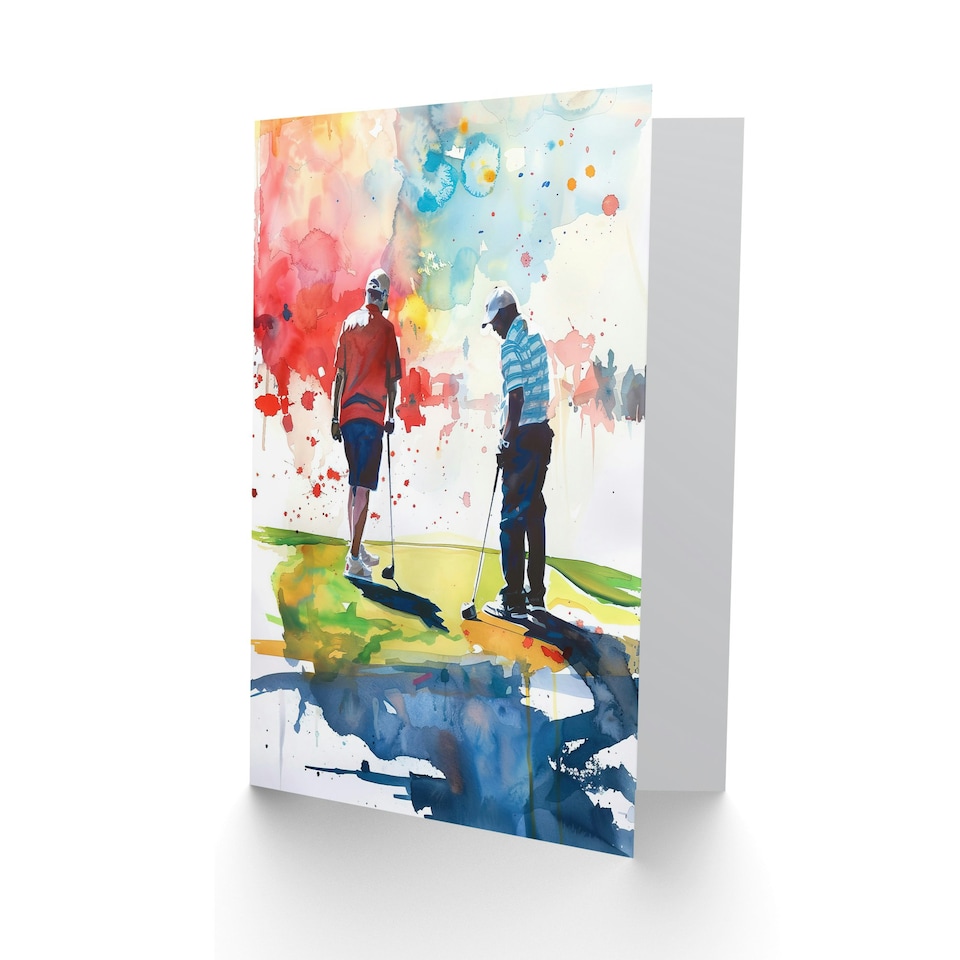 image 1 of Two Golfing Putting Watercolour Him Birthday Card
