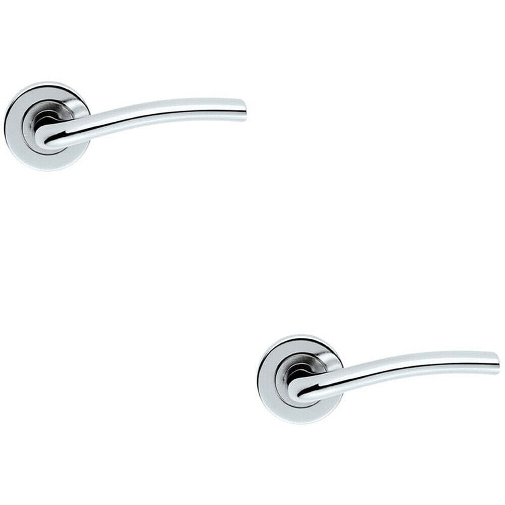 Loops 2x PAIR Raised Lever with Smooth Edges Concealed Fix Round Rose Polished Chrome