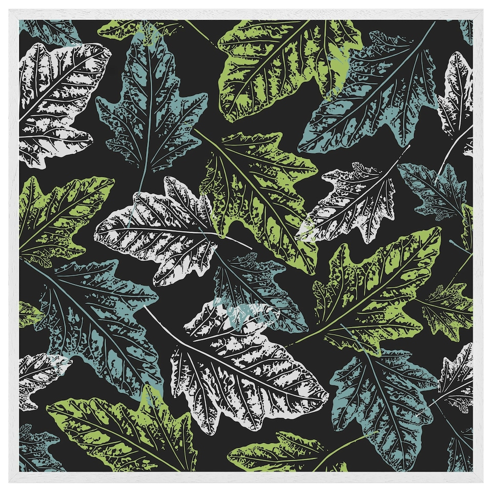 image 1 of Leaf print on dark bachground (Picture Frame) White | XS