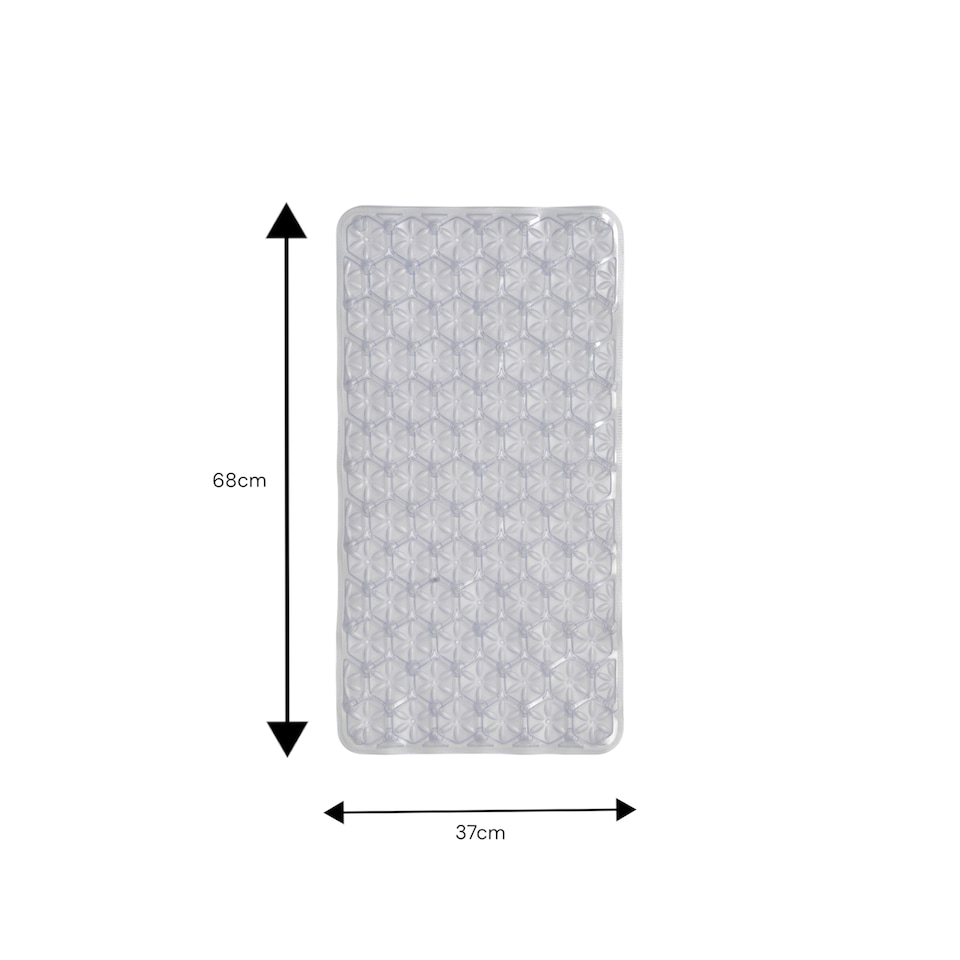 image 1 of Laguna Anti Slip Clear PVC Bath Mat 68cm x 37cm - 2 Set | Clear | Clear | 2