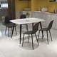 image 1 of Aspen Tapered Legs Rectangular Dining Table and 4 Curve Plastic Seat Chairs with Metal Legs - White/Black - Flat Packed White