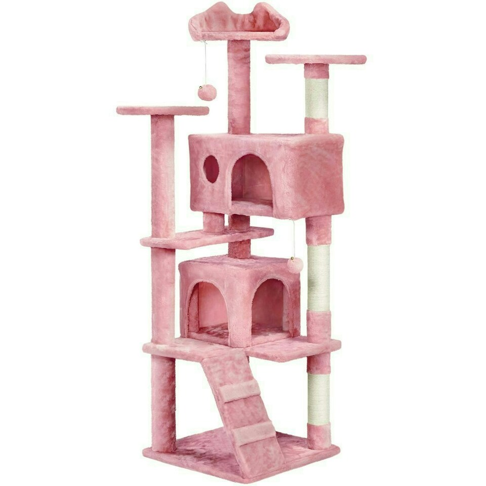 image 1 of Yaheetech 156 cm Multilevel Indoor Cat Climbing Frame Pink