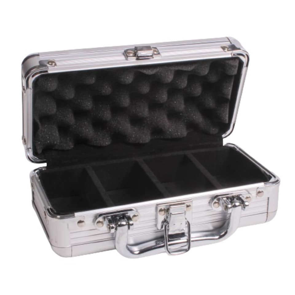 image 1 of Traditional Silver Empty Poker Chip Plaque Case - Holds up to 40 Pieces